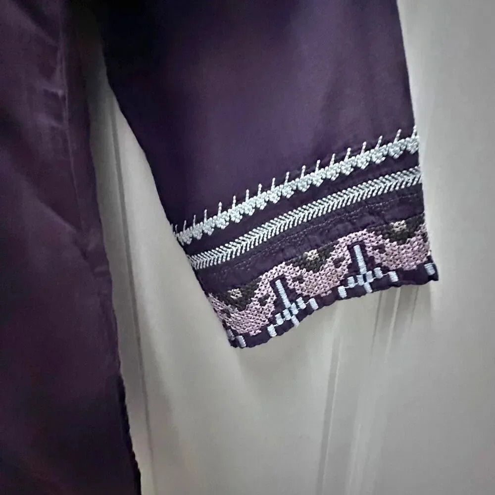 BIYA x JOHNNY WAS | Purple 100% Cotton Embroidered Tunic Top Boho Soft | Small - Picture 4 of 6